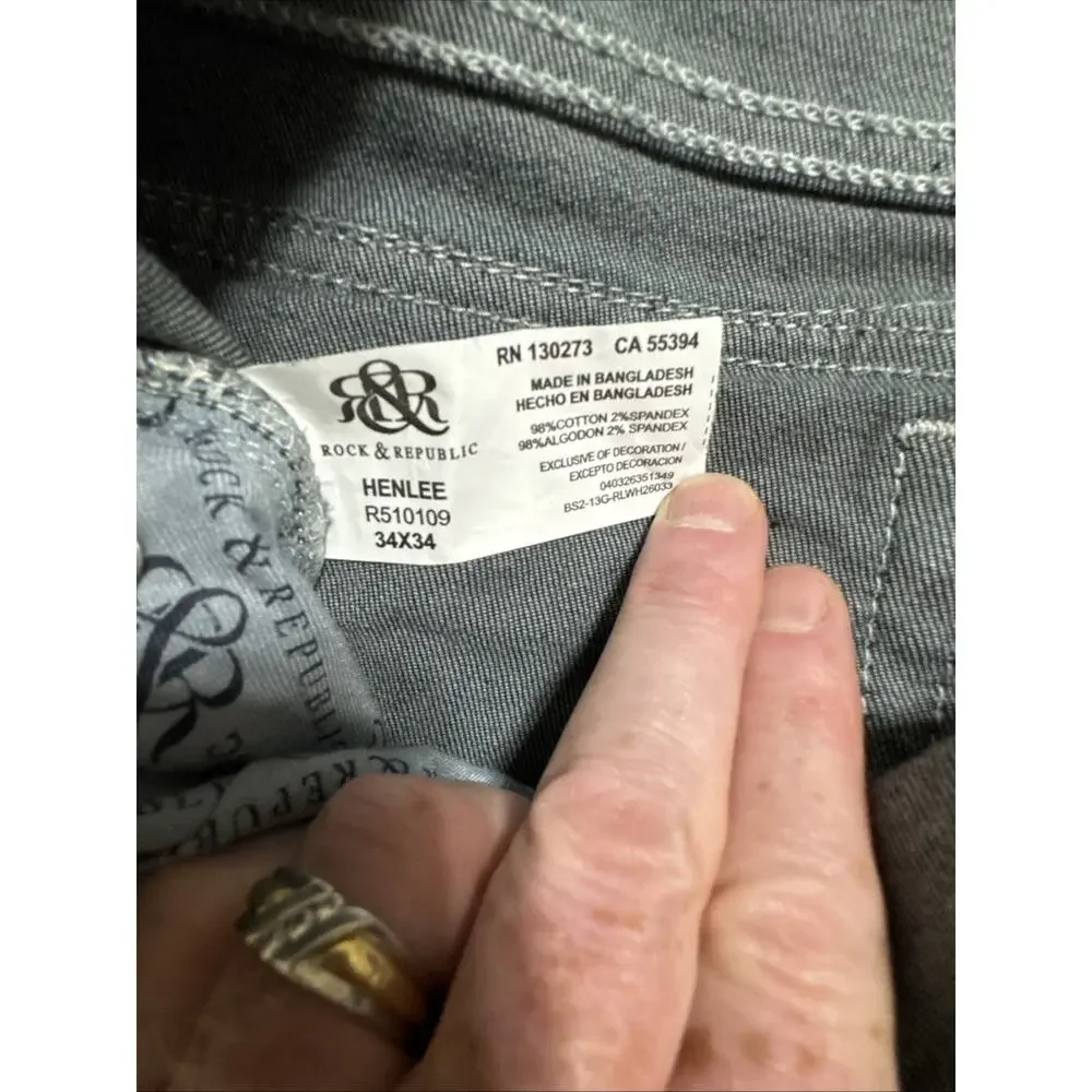 Rock And Republic Jeans Henlee Bootcut Men's Size 34x34 Dark Wash